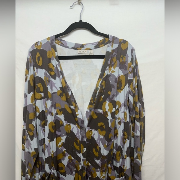 LOGO Lori Goldstein‎ Cardigan Printed Button-Front Knit - Picture 9 of 9